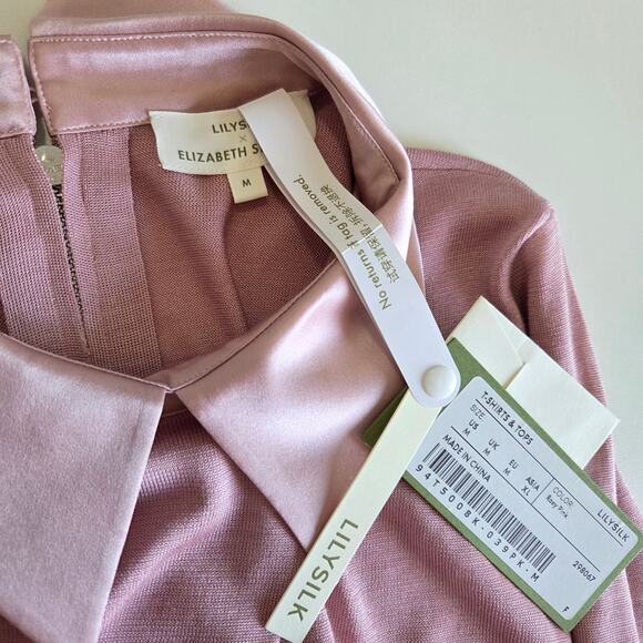 LILYSILK Elitist Elegant Silk Knitted Top with Collar, Size Medium, Rosy Pink - Picture 4 of 16